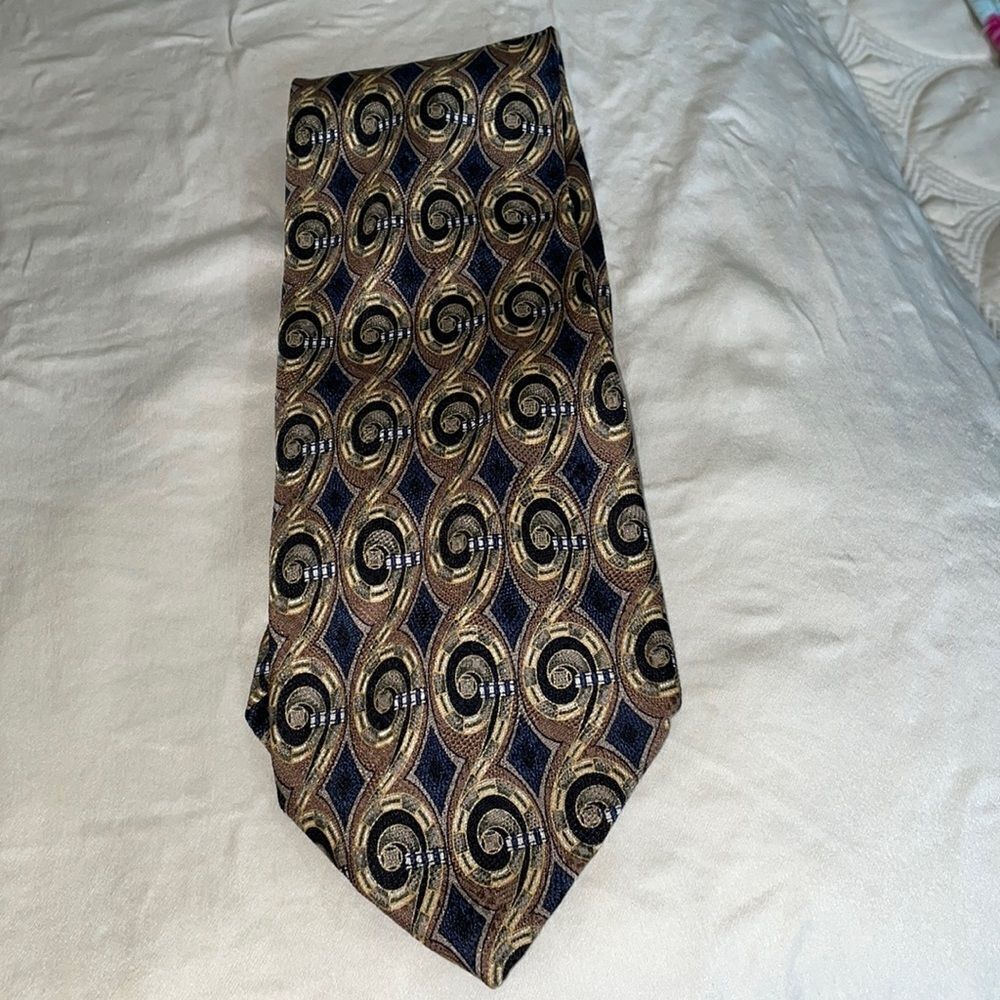 Pavia black & tan oval design silk tie